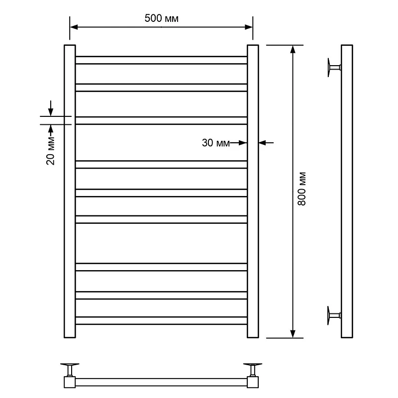 Водяной полотенцесушитель Comfysan Pioli-K W-8 80x50 014339 Белый матовый