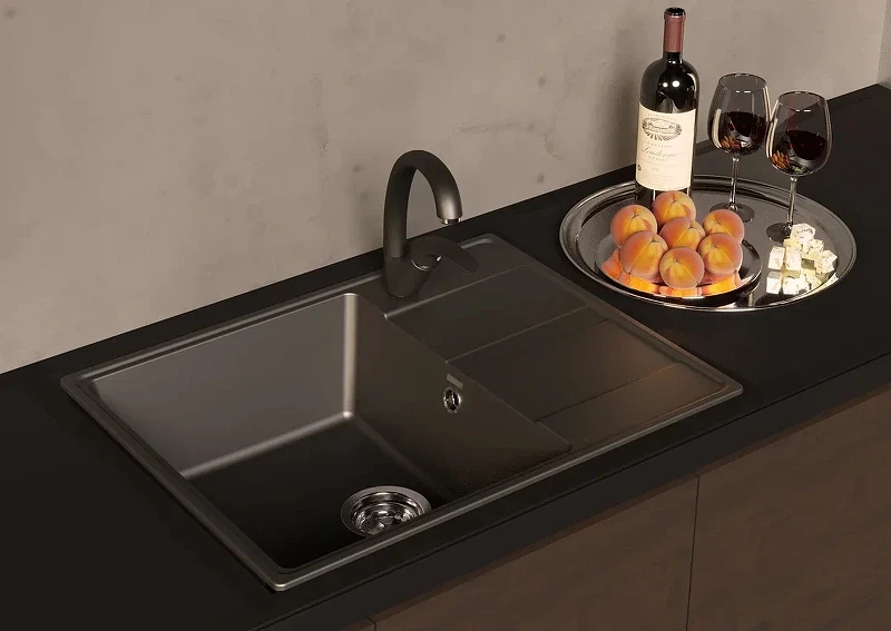Кухонная мойка Ulgran Quartz Prima 650-05 Бетон искусственный камень (литьевой мрамор) встраиваемый