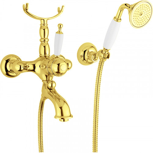 Смеситель для ванны Migliore Oxford 19166 с термостатом Золото латунь на стену