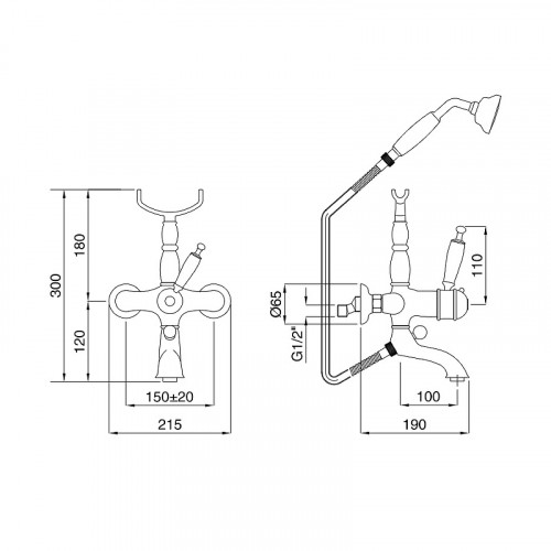 Смеситель для ванны Migliore Oxford 19166 с термостатом Золото латунь на стену