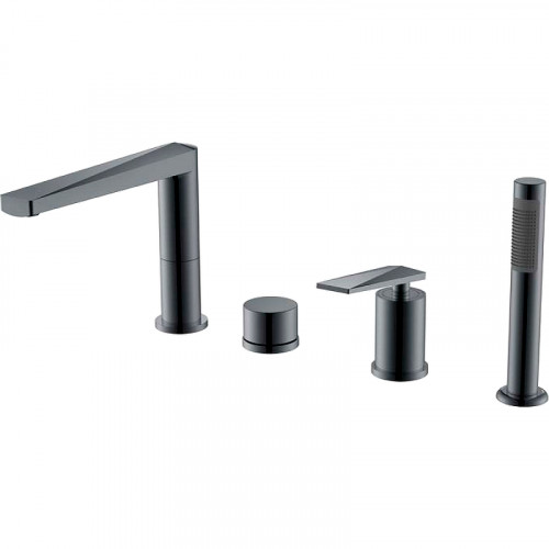 Смеситель на борт ванны Boheme Venturo 370-SGM Оружейная сталь глянцевая латунь