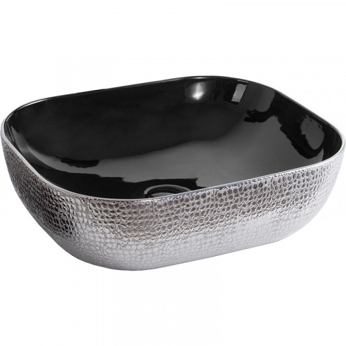 Раковина-чаша CeramaLux 50 D1302H020 Серебро Черная фаянс накладная