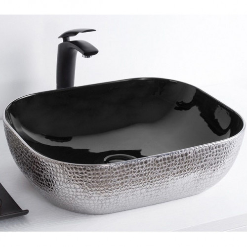 Раковина-чаша CeramaLux 50 D1302H020 Серебро Черная фаянс накладная