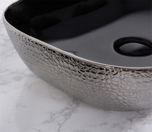 Раковина-чаша CeramaLux 50 D1302H020 Серебро Черная фаянс накладная