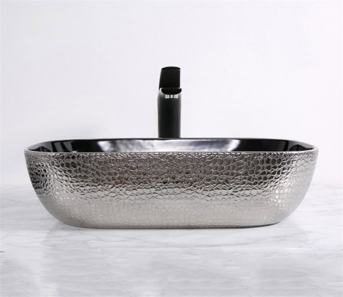 Раковина-чаша CeramaLux 50 D1302H020 Серебро Черная фаянс накладная