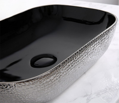 Раковина-чаша CeramaLux 50 D1302H020 Серебро Черная фаянс накладная