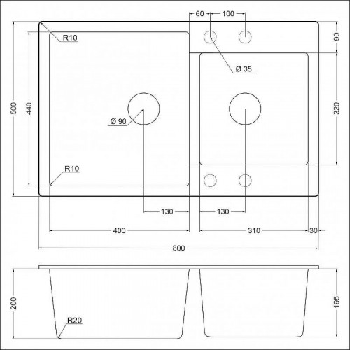 Кухонная мойка Emar Quartz 80 EMQ-2800.Q цвет Агат