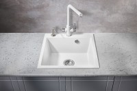 Кухонная мойка Milacio Murcia 51 Cuarzo MC.77022 Белая искусственный камень (литьевой мрамор) встраиваемый