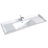 Раковина CeramaLux 100 NYJ840-100 Белая фаянс полувстраиваемая