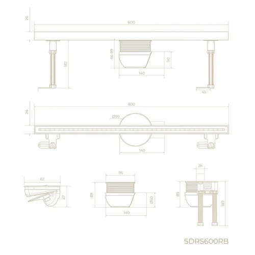 Душевой лоток Knotlor Ядро 60 SDRS0600RB с решеткой цвет Бронза