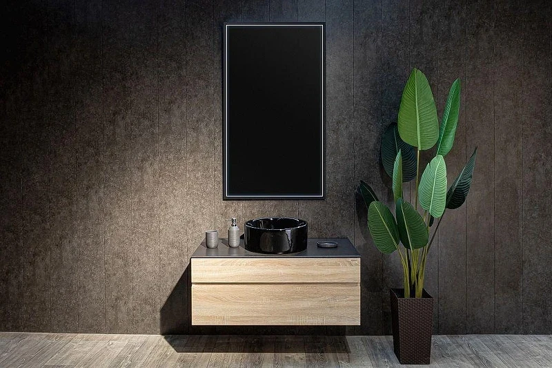 Зеркало Art&Max Aversa 70 AM-Ave-700-1200-DS-F с подсветкой цвет Черный с бесконтактным выключателем
