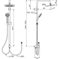 Душевая система Ideal Standard Ideal Rain Eco A6281AA Хром латунь на стену
