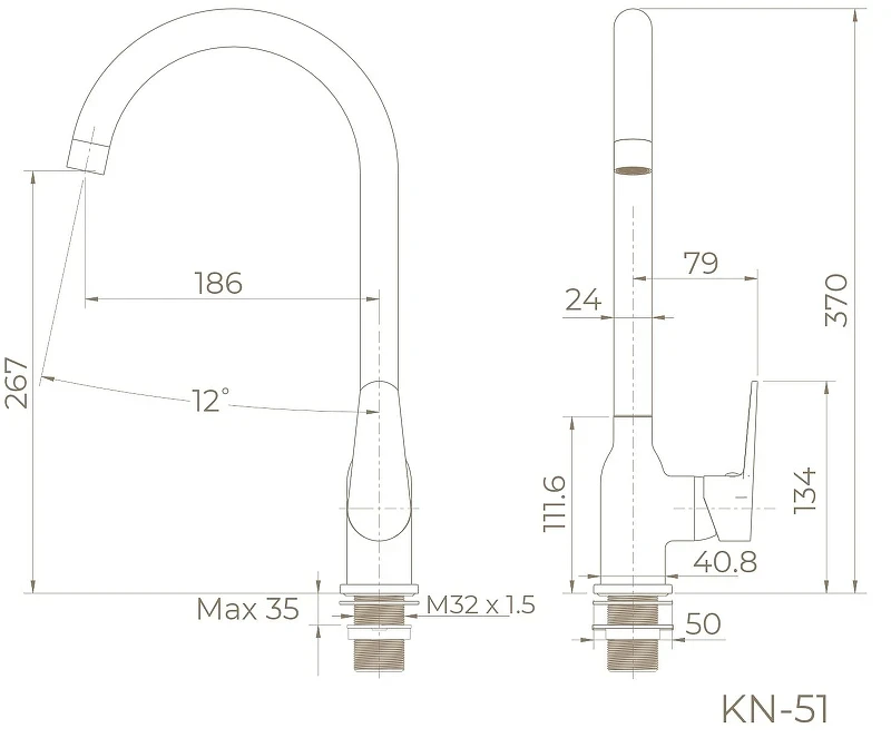Смеситель для кухни Knotlor Pulse KN-51 цвет Хром