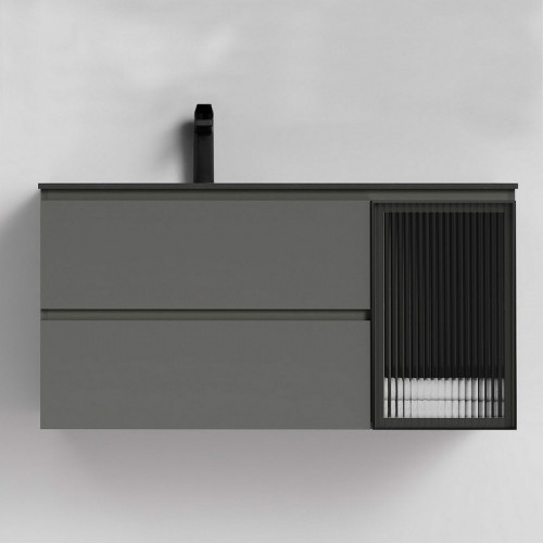 Тумба с раковиной Orans BC-2055-1000L 100 2055100L подвесная Темно-серая стекло