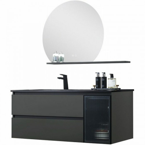 Тумба с раковиной Orans BC-2055-1000L 100 2055100L подвесная Темно-серая стекло