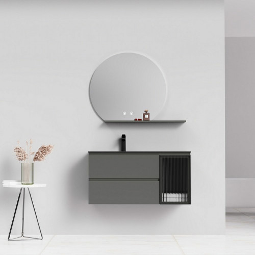 Тумба с раковиной Orans BC-2055-1000L 100 2055100L подвесная Темно-серая стекло