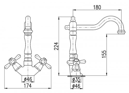 Смеситель для раковины Rav Slezak Morava retro MK521.5/8 Хром латунь