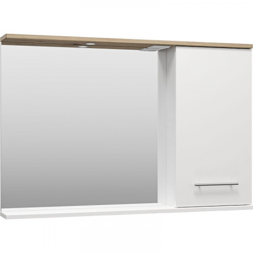 Зеркало со шкафом Misty Респект 120 R Э-Рес02120-1П с подсветкой Белое Дуб Артизан