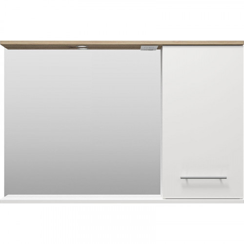 Зеркало со шкафом Misty Респект 120 R Э-Рес02120-1П с подсветкой Белое Дуб Артизан