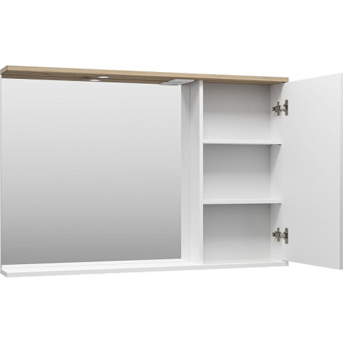 Зеркало со шкафом Misty Респект 120 R Э-Рес02120-1П с подсветкой Белое Дуб Артизан