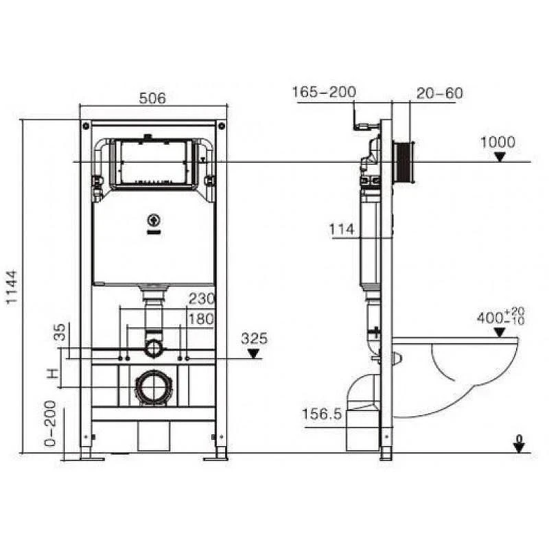 Комплект унитаза с инсталляцией WeltWasser AMBERG 506 + BAARBACH 004 GL-WT + AMBERG RD-WT 10000006770 цвет Белый глянцевый с сиденьем Микролифт и клавишей смыва цвет Белый
