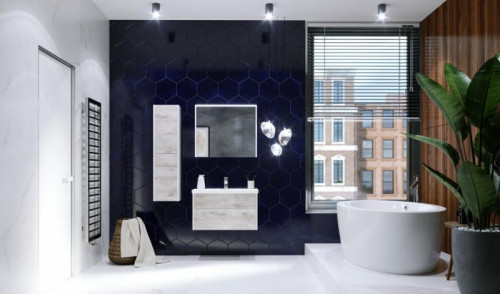 Шкаф пенал Roca Ronda 32 ZRU9303005 L подвесной Бетон Белый матовый