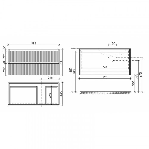 Тумба под раковину Sancos Snob T 100 R SNT100RSM подвесная Doha Soft МДФ / ЛДСП