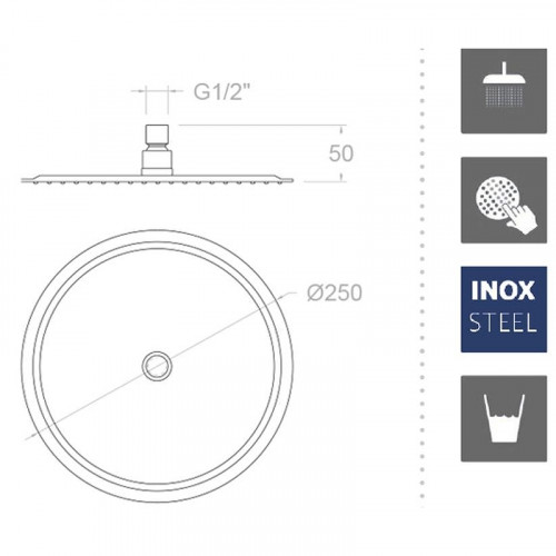 Верхний душ Ramonsoler Hidroterapia RM250NC Никель брашированный