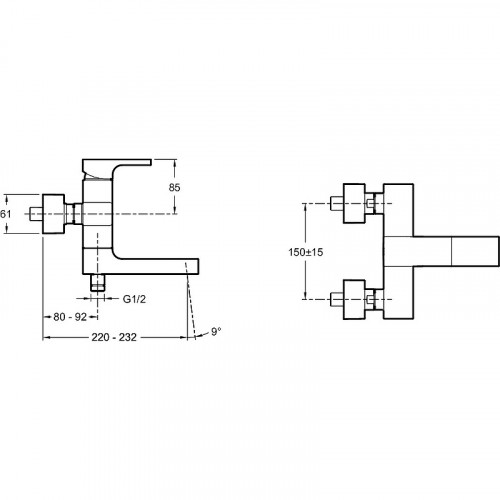 Смеситель для ванны Jacob Delafon Strayt E45370-CP Хром латунь на стену