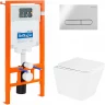 Комплект унитаза с инсталляцией BelBagno Due BB3103CHR/SC/BB002-80/BB005-PR-CHROME с сиденьем Микролифт и клавишей смыва Хром фаянс подвесной