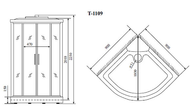 Душевая кабина Timo Comfort 90x90 T-8809F с гидромассажем