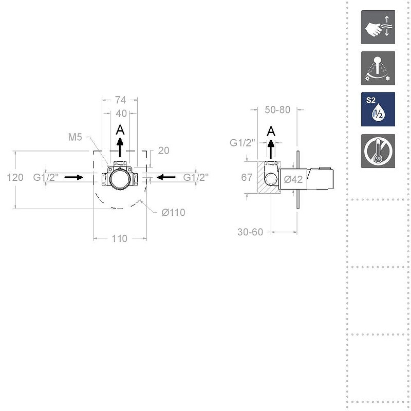 Смеситель для душа Ramonsoler Tzar 341801SOC Золото брашированное