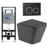 Комплект унитаза с инсталляцией WeltWasser AMBERG 506 + GELBACH 043 MT-GR + AMBERG RD-BL 10000012025 цвет Серый матовый с сиденьем Микролифт и клавишей смыва цвет Черный