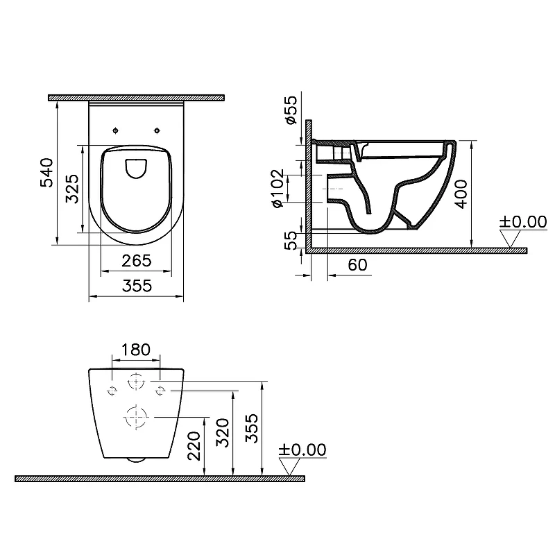 Унитаз Vitra Mia Round SmoothFlush 7510B003-0075 подвесной без сиденья фарфор подвесной