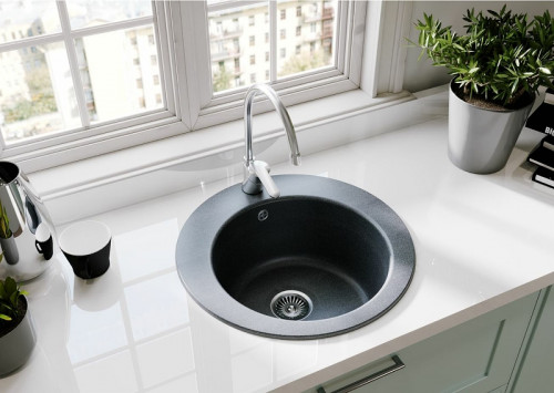 Кухонная мойка Aquaton Иверия 48 1A711032IV210 Графит искусственный камень (литьевой мрамор) встраиваемый