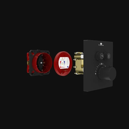 Душевая система Vincea Inspire VSFW-3I21T2MB с термостатом Черная матовая латунь встраиваемый