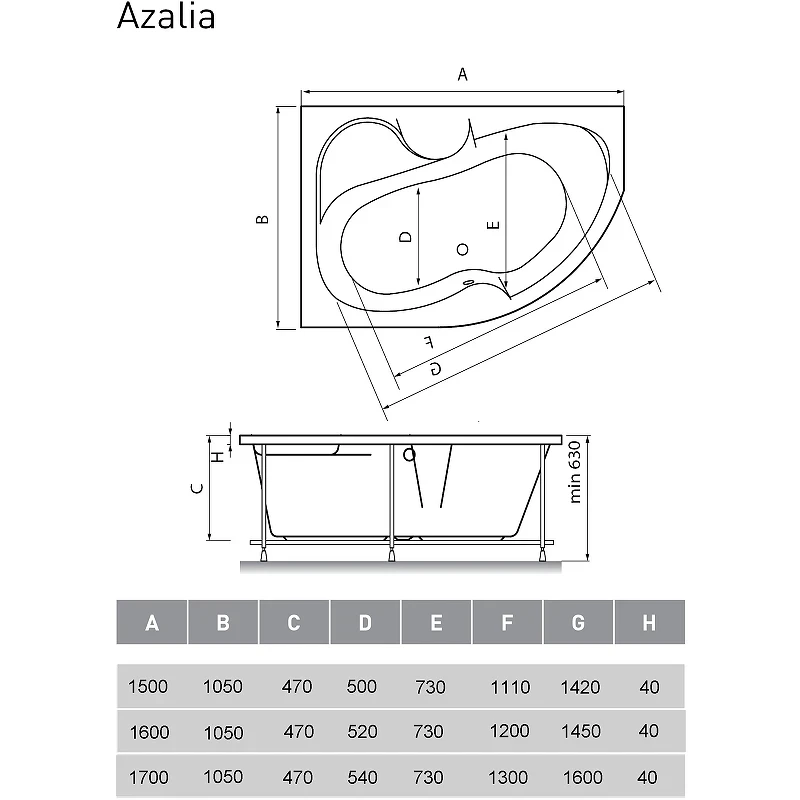 Акриловая ванна Vayer Azalia 160x105 L Гл000006726 без гидромассажа