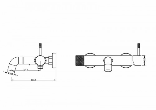 Смеситель для ванны Boheme Uno 463-NB Никель латунь на стену