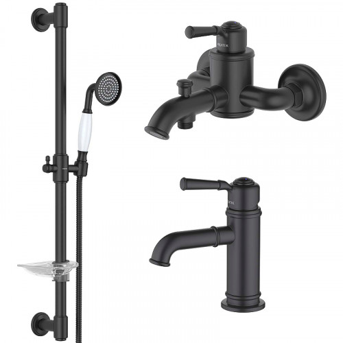 Комплект смесителей Aquatek Классик AQ1530MB Черный матовый латунь