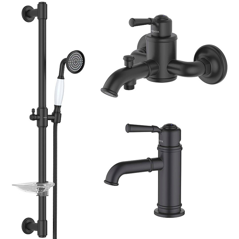 Комплект смесителей Aquatek Классик AQ1530MB Черный матовый латунь