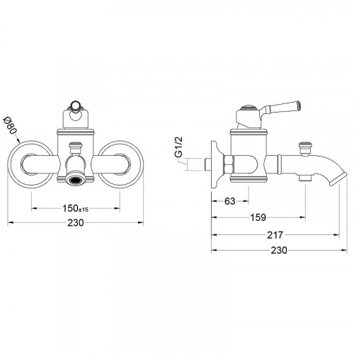 Комплект смесителей Aquatek Классик AQ1530MB Черный матовый латунь