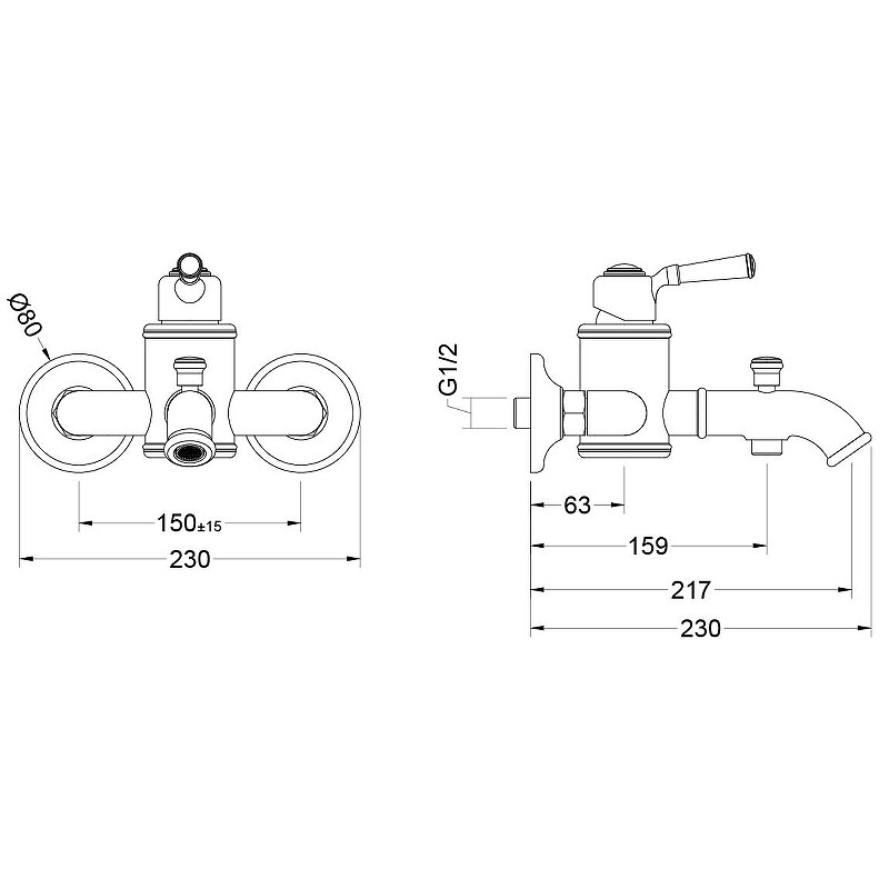 Комплект смесителей Aquatek Классик AQ1530MB Черный матовый латунь