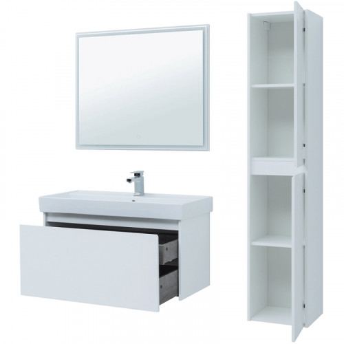 Тумба под раковину Aquanet Nova Lite 100 242580 подвесная Белая МДФ / ЛДСП