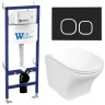 Комплект унитаза с инсталляцией WeltWasser BAMBERG 460 + ODENBACH 004 GL-WT + BAMBERG BL 10000012921 цвет Белый глянцевый с сиденьем Микролифт и клавишей смыва цвет Черный