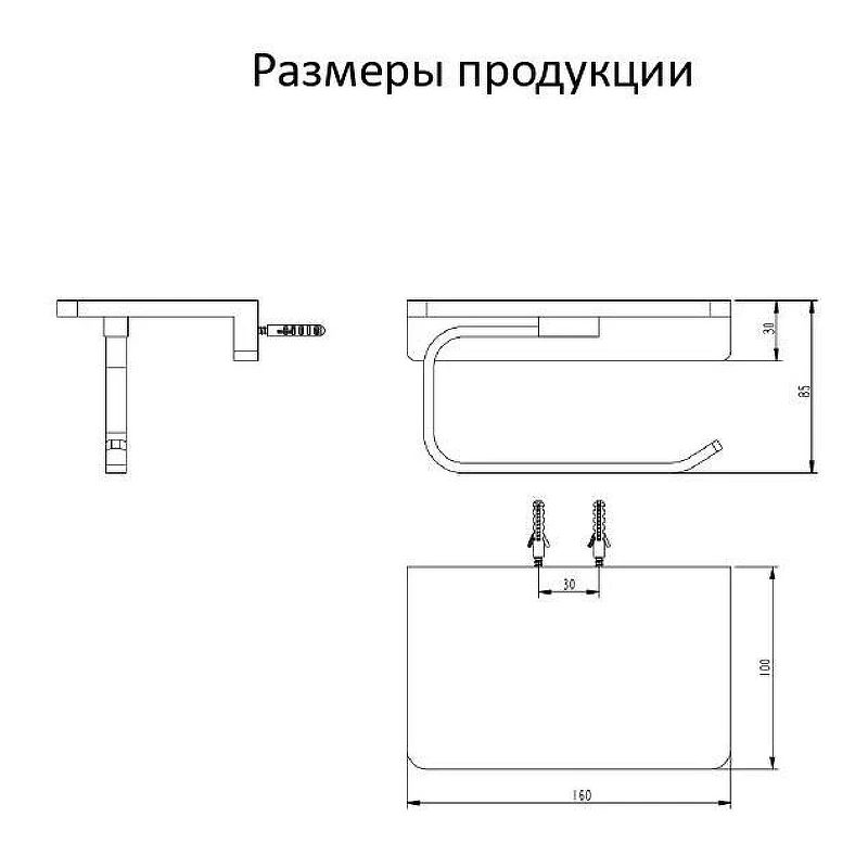 Держатель туалетной бумаги Grocenberg AC0027BL с полкой цвет Черный матовый
