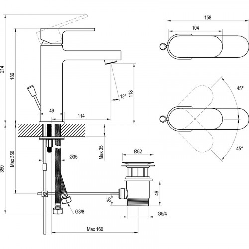 Смеситель для раковины Ravak Chrome CR 013.00CR X070190 Хром латунь