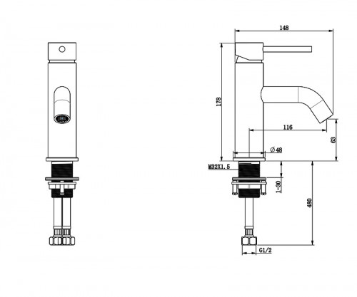 Смеситель для раковины Bronze de Luxe Scandi 1451C Хром латунь