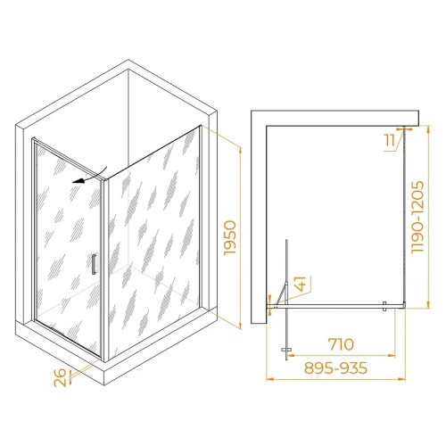 Душевой уголок RGW Stilvoll 90x120 703214592-14 профиль цвет Черный стекло прозрачное