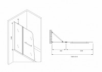 Шторка на ванну Abber Ewiges Wasser 100х140 AG50100 профиль Хром стекло прозрачное