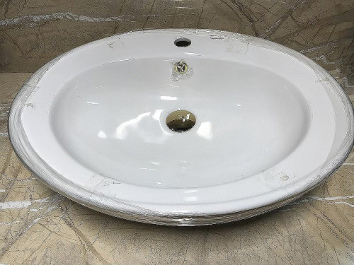 Раковина накладная CeramaLux 60 2150G Белая Золото